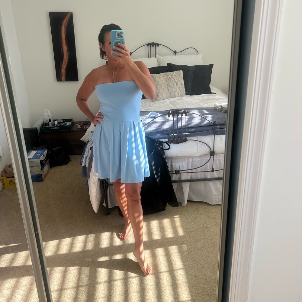 Susana Monaco blue strapless dress